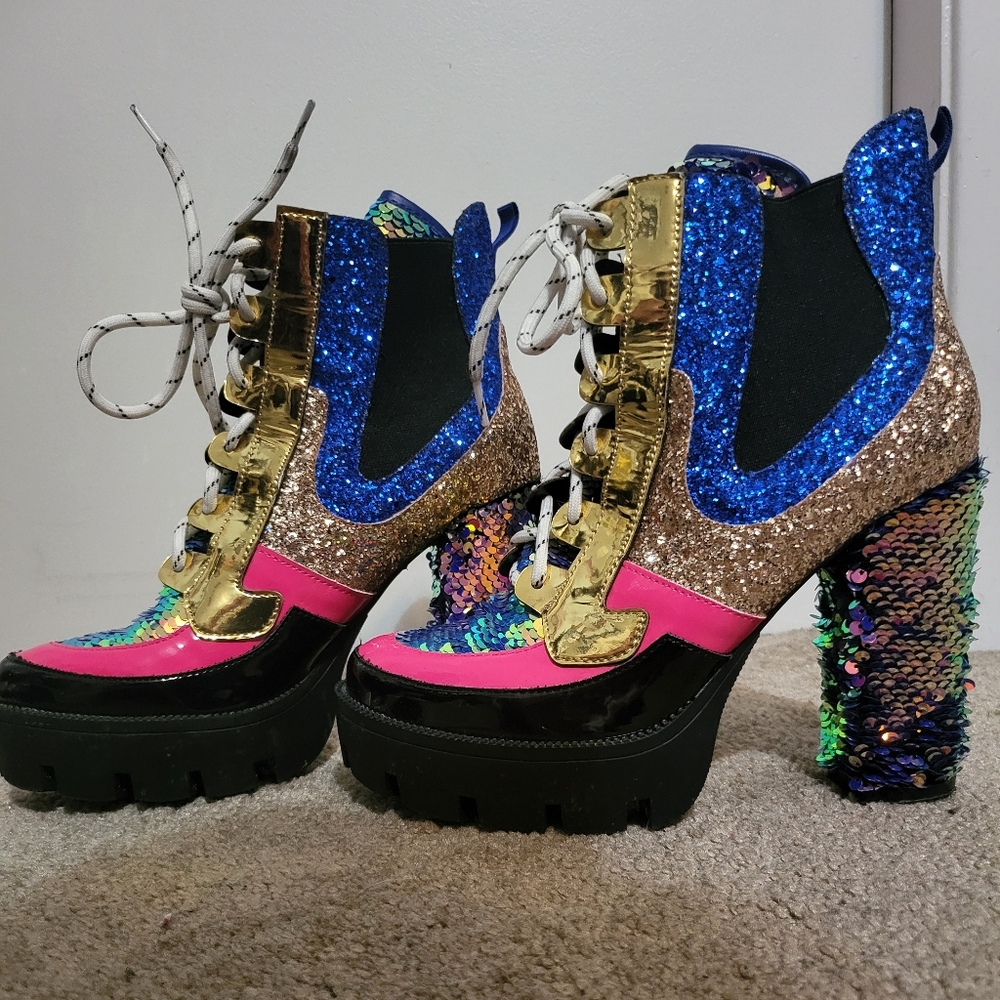 Cape Robbin Multicolor Glitter Heeled Boots